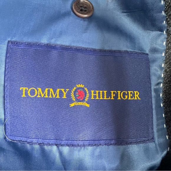 Tommy Hilfiger Vintage Grey Plaid Windowpane Wool Blazer Size 42T - Picture 8 of 11